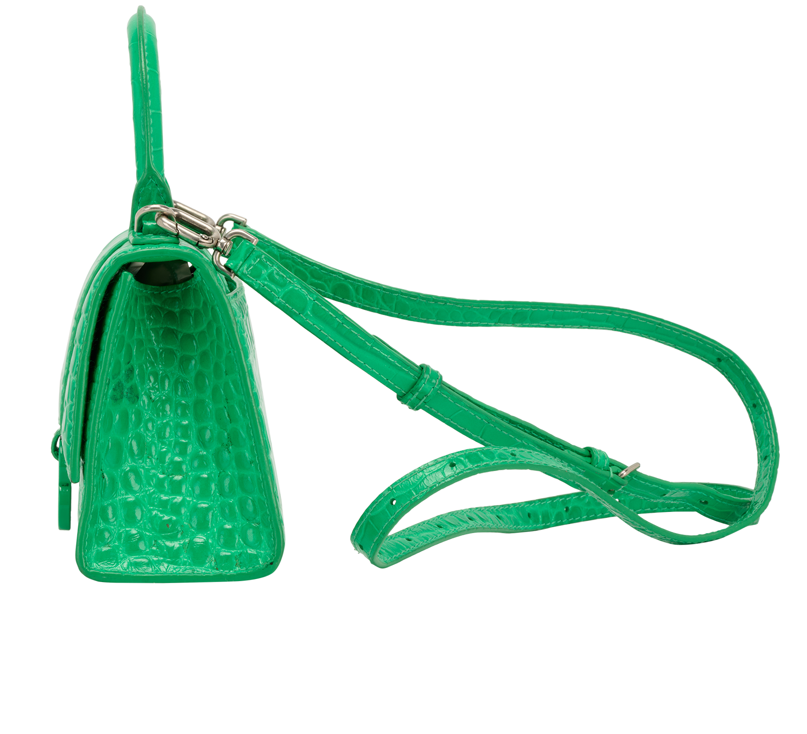 XS Hourglass, &pound;595, Handbags, Green, Croc Embossed, Bottom view